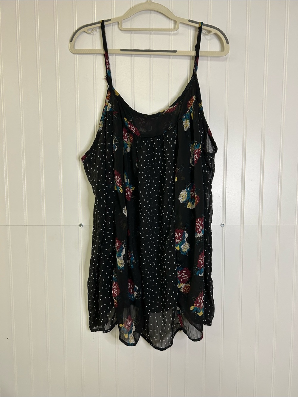 Torrid Mixed Floral & Dot Print Paneled Chiffon Cami